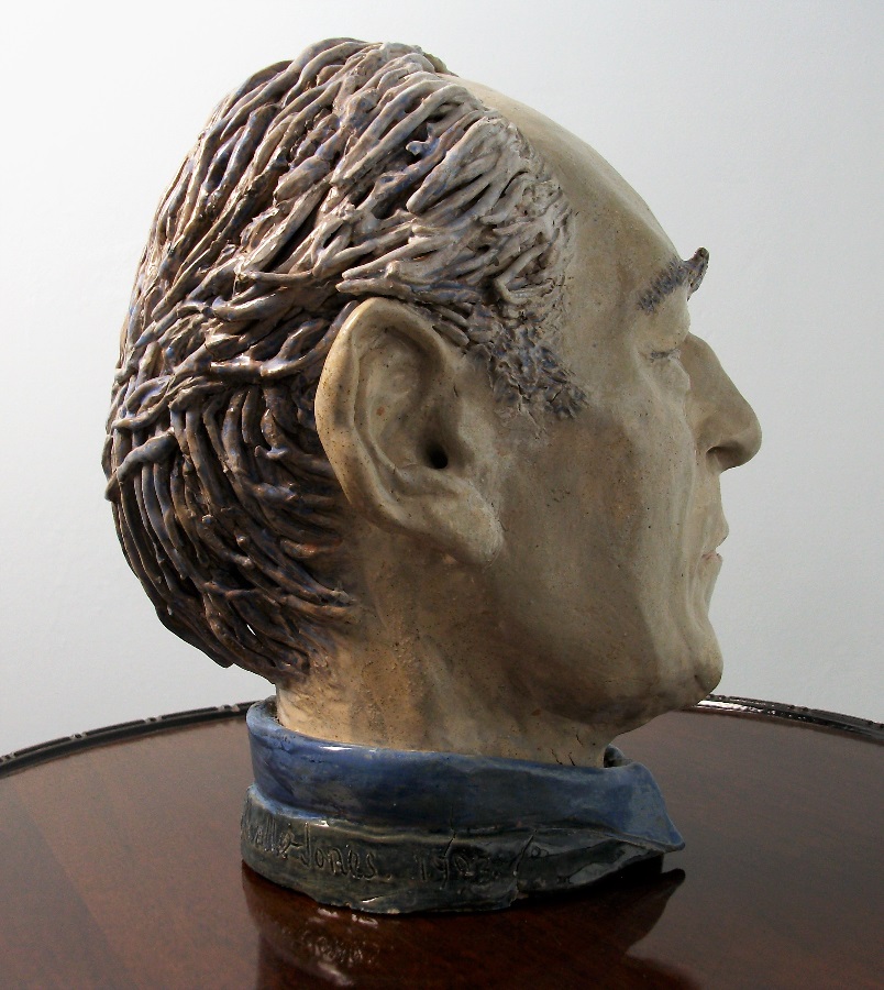 Sculpture painted clay bust of man male head study centrepiece